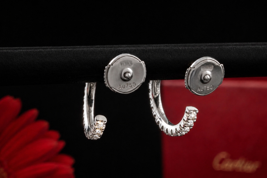 Étincelle de Cartier Creolen Kleines Modell Diamanten Weißgold Full Set 