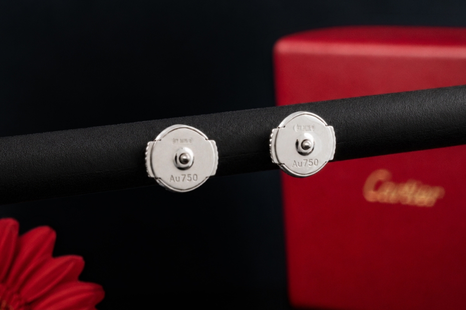 Cartier 1895 Solitär Ohrstecker Diamant je 0,25 Carat Weißgold Full Set 