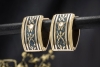 Wellendorff Vintage Ohrringe Creolen Blau Grau Diamanten in Gelbgold 750 