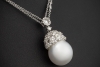 Collier Kette mit Anhänger Südsee Perle und Diamant Rosen 750er Weißgold 