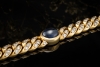 Armband Panzerarmband Saphir Cabochons Diamanten Massiv in Gelbgold 750 