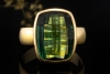 Beeindruckender Ring Facettierter Turmalin Schachbrett Stil Gelbgold 750 