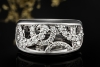 Leo Wittwer Ring Offene Diamant Ornamente Schwarze Emaille in Weißgold 