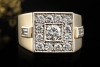 Siegelring Massiver Ring mit Diamanten Goldschmiedearbeit 750er Gelbgold 