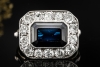 Ring Antik mit Saphir und Diamanten im Altschliff Handwerkskunst in Gold 