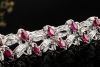 Vintage Armband Marquise Rubine und Altschliff Diamanten in Weißgold 750 