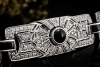 Antikes Armband mit Diamanten und Onyx Vollbesatz in 750er Weissgold 