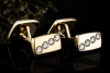 Sanders Manschettenknöpfe Aquamarin Citrin und Diamanten in Gelbgold 750 