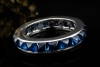Memoire Ring mit Cabochon Saphiren Vintage Handarbeit Platin 950 Gr. 53 