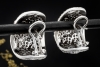 Ohrstecker Creolen Flowers Blumen Diamanten Schwarz Weiß in Weißgold 750 