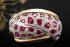 Mystischer Ring Rubin und Diamanten 750er Weißgold mit Roségold Akzenten 