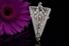 Art Déco Brosche Anstecknadel mit Diamanten spitz zulaufend Weißgold 750 
