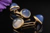 Blaue Manschettenknöpfe mit Chalzedon Cabochons Gelbgold 585 Handarbeit 