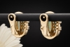 Vintage Opal Ohrringe Ohrclips mit Stecker Oval mit Diamanten Gelbgold 