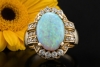 Vintage Opal Ring Oval mit Diamanten gefertigt in 585er Gelbgold 