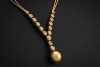 Y-Collier Goldene Südsee Perle und Diamanten Handarbeit in Gelbgold 750 