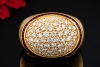 Ovaler Pavé Diamant Ring mit Rubinbesatz Gelbgold 750 Goldschmiedearbeit 