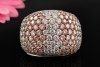 Massiver Designer Ring mit farbigem Diamant-Pavé in Weißgold 750 Arbeit 