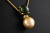 Collier mit Fidschi Perle Grüner Turmalin und Diamanten in Gelbgold 750 