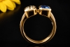 Toi et Moi Ring 2 Saphire Blau und Gelb mit Diamanten in 750er Gelbgold 