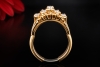 Vintage Ring 5 Navette-Diamanten & Finger-Mate-Mechanismus in 585er Gold 