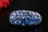 Cocktailring Bandring mit Saphir Mosaik und Diamanten in 750er Weißgold 