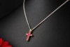 Hans Dieter Krieger Wende-Kreuz Collier Rubine & Diamanten in 750er Gold 