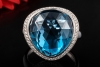 Hollfelder Exklusiver Blautopas Ring mit 104 Brillanten in Weißgold 750 