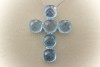 750er Weißgold Kreuz Anhänger mit Blautopas und Brillanten Gold 