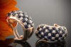 Designer Ohrringe Ohrstecker mit 6 CT Saphir & Brillanten in 750er Rotgold 