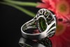Ring Grüner Turmalin im Cabochon Schliff mit Brillanten in Weißgold 750 