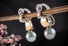 Massive Tahiti Ohrclips Perlenohrringe mit Brillanten 750er Gold Bicolor 