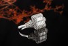 Diamant Ring Eckig mit Baguette-Diamanten und Brillanten in Weißgold 750 