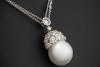 Collier Kette mit Anhänger Südsee Perle und Diamant Rosen 750er Weißgold 