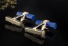 Manschettenknöpfe Tiffany & Co. T-Bar mit Lapislazuli in 750er Gelbgold 