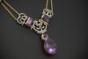 Antike Collier Kette mit Lila Amethyst und Diamanten in 750er Gelbgold 