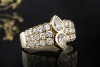 Ring Diamant Tropfen und Brillanten Detailverliebte Gelbgold Handarbeit 