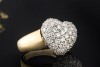 Herz Ring mit Diamanten Goldschmiedearbeit in 750er Gelbgold Weißgold 