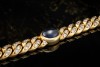 Armband Panzerarmband Saphir Cabochons Diamanten Massiv in Gelbgold 750 