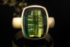 Beeindruckender Ring Facettierter Turmalin Schachbrett Stil Gelbgold 750 
