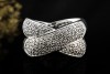 Verschlungener Doppelband Ring mit Diamanten Massive Arbeit Weißgold 750 