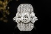 Antiker Ring mit Diamanten im Old Mine Cut Art déco in 950er Platin 
