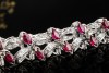 Vintage Armband Marquise Rubine und Altschliff Diamanten in Weißgold 750 