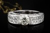 Diamant Ring Spannring Einkaräter Asymmetrische massive Weißgold Arbeit 