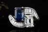 Beeindruckender Ring Blau Weiß mit Saphir und Diamanten in Weißgold 750 