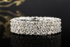 Memoire Ring Bandring mit 3 Reihen Diamanten in 750er Weißgold Größe 55 