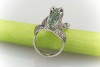 750 Weißgold Ring FROSCH Tier Motiv mit Brillanten Tsavoriten  
