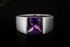 Cartier Tank Ring mit Amethyst Lila Großes Modell Gr. 52 in Weißgold 750 