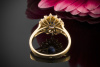 Klassiker! Farbintensiver SAPHIR Ring mit Trapez & Navette Diamanten in 750er Gold 