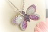 Brosche Anhänger Schmetterling Diamant Pink Saphir Amethyst Weißgold 